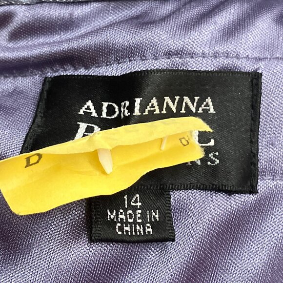 Adrianna Papell Size 14 Purple Metallic Pleated Maxi Long Evening Gown Dress - Picture 3 of 3